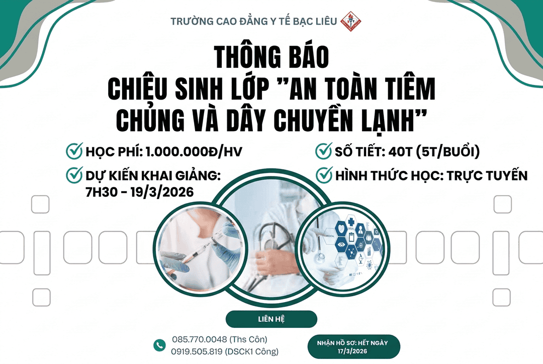 Chiêu sinh lớp An toàn tiêm chủng và dây chuyền lạnh năm 2026