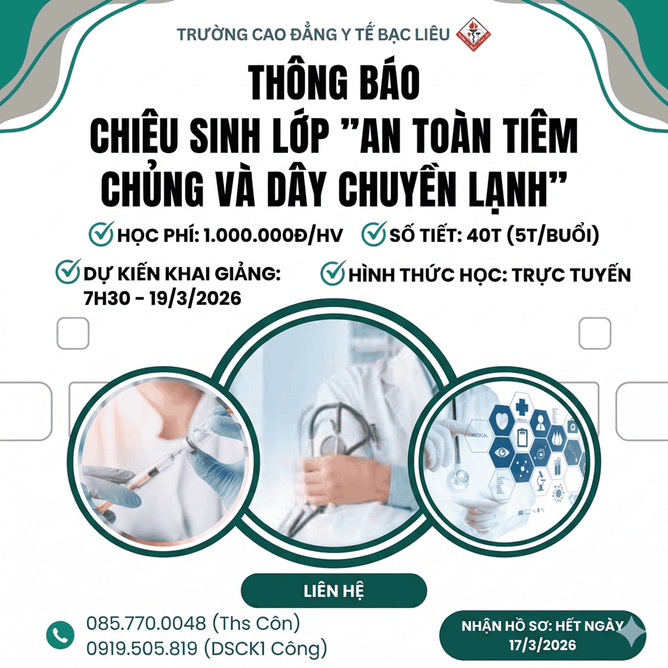Chiêu sinh lớp An toàn tiêm chủng và dây chuyền lạnh năm 2026
