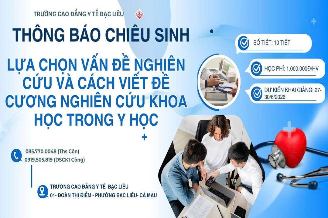 Thông báo chiêu sinh lớp bồi dưỡng nghiên cứu khoa học trong y học