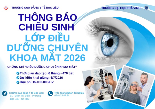 Thông báo chiêu sinh lớp điều dưỡng chuyên khoa mắt năm 2026
